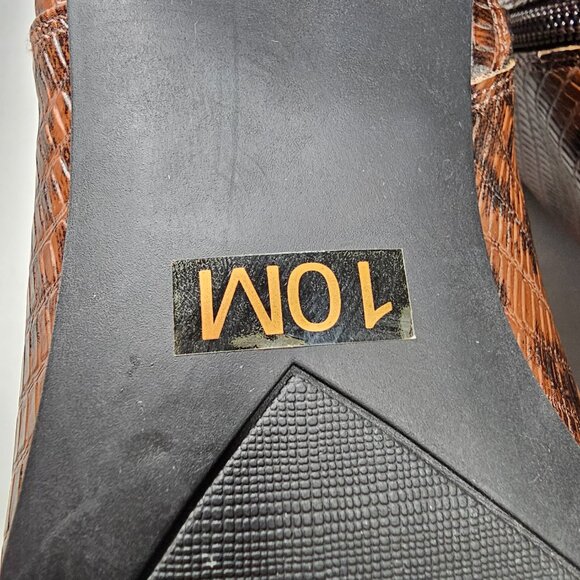 Franco Sarto Nico Ankle Boots Faux Croc Espresso Brown Block Heel Size 10 - Picture 8 of 11